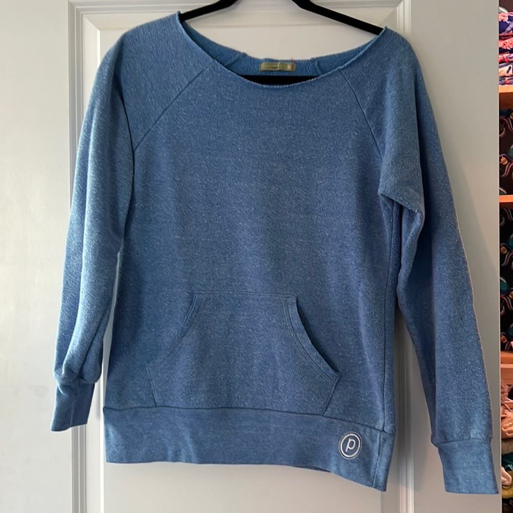 OG off the shoulder Pure Barre sweatshirt.